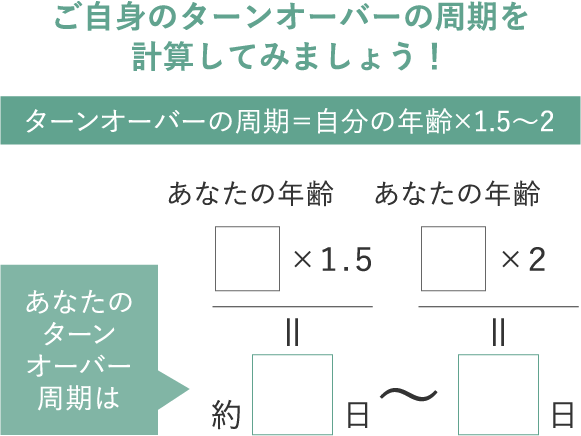 ターンオーバー周期の計算について